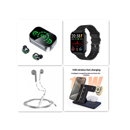 YD03 Wireless Bluetooth-Compatible Headset TWS Large Screen Smart Digital Display in Ear Breathing Light