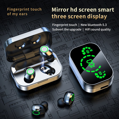 YD03 Wireless Bluetooth-Compatible Headset TWS Large Screen Smart Digital Display in Ear Breathing Light