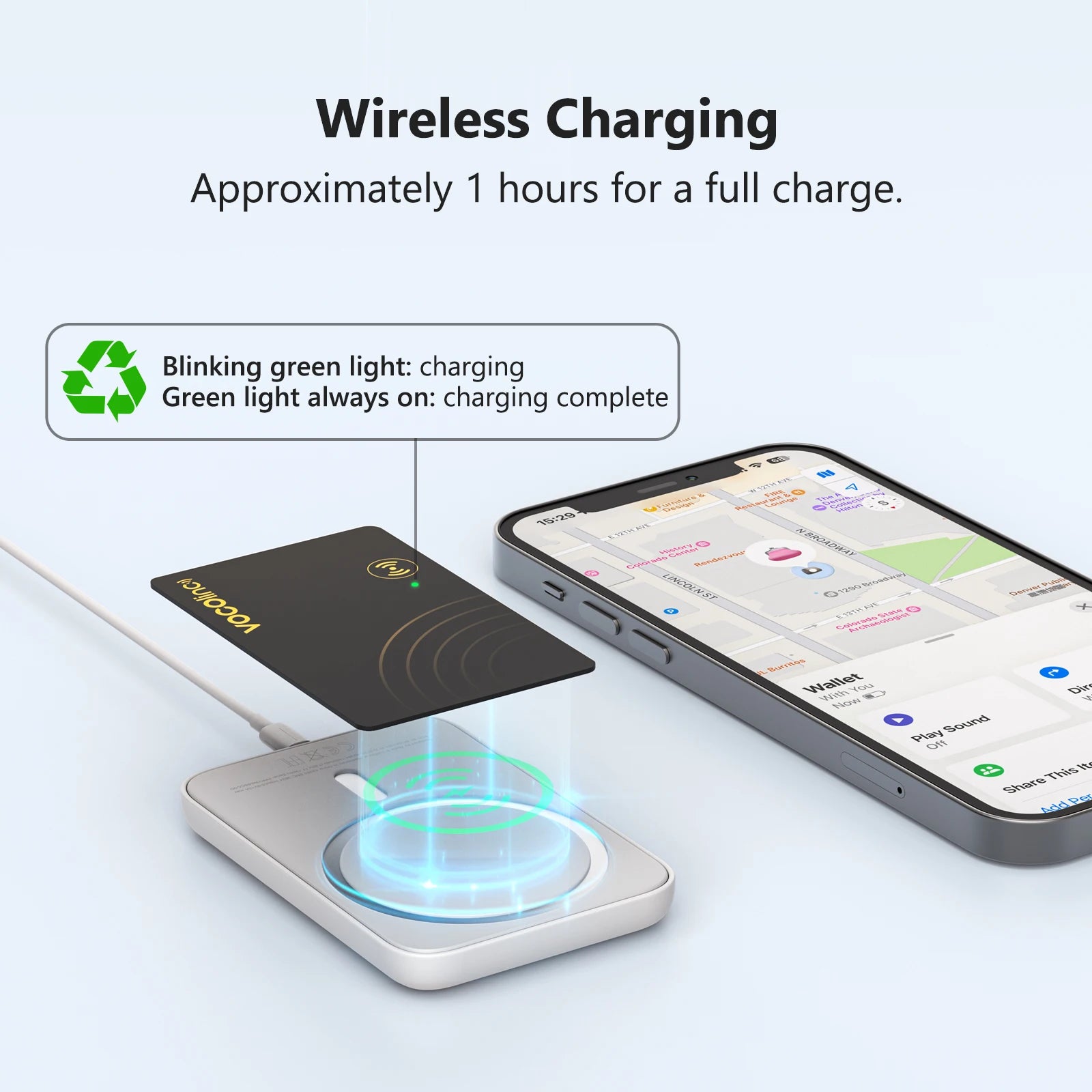1/2Pcs  Wireless Charging Bluetooth Tracking Card, Global Locator, Smart Tag, Item Finder, Use with Find My (IOS Only)
